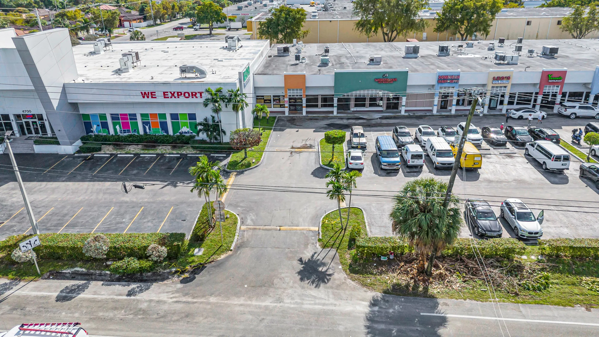 Retail plaza storefronts, South Florida