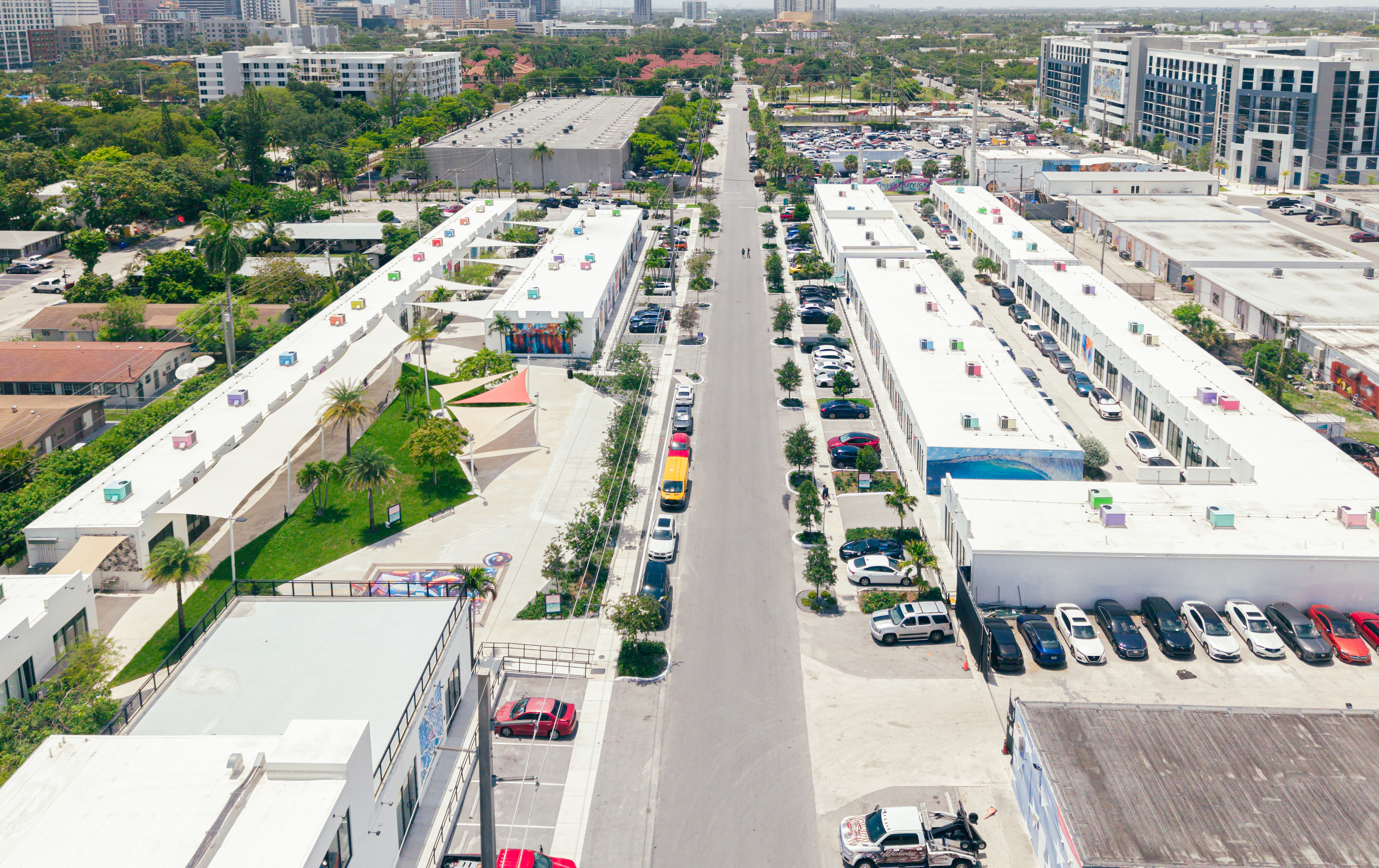 South Florida commercial retail district street view